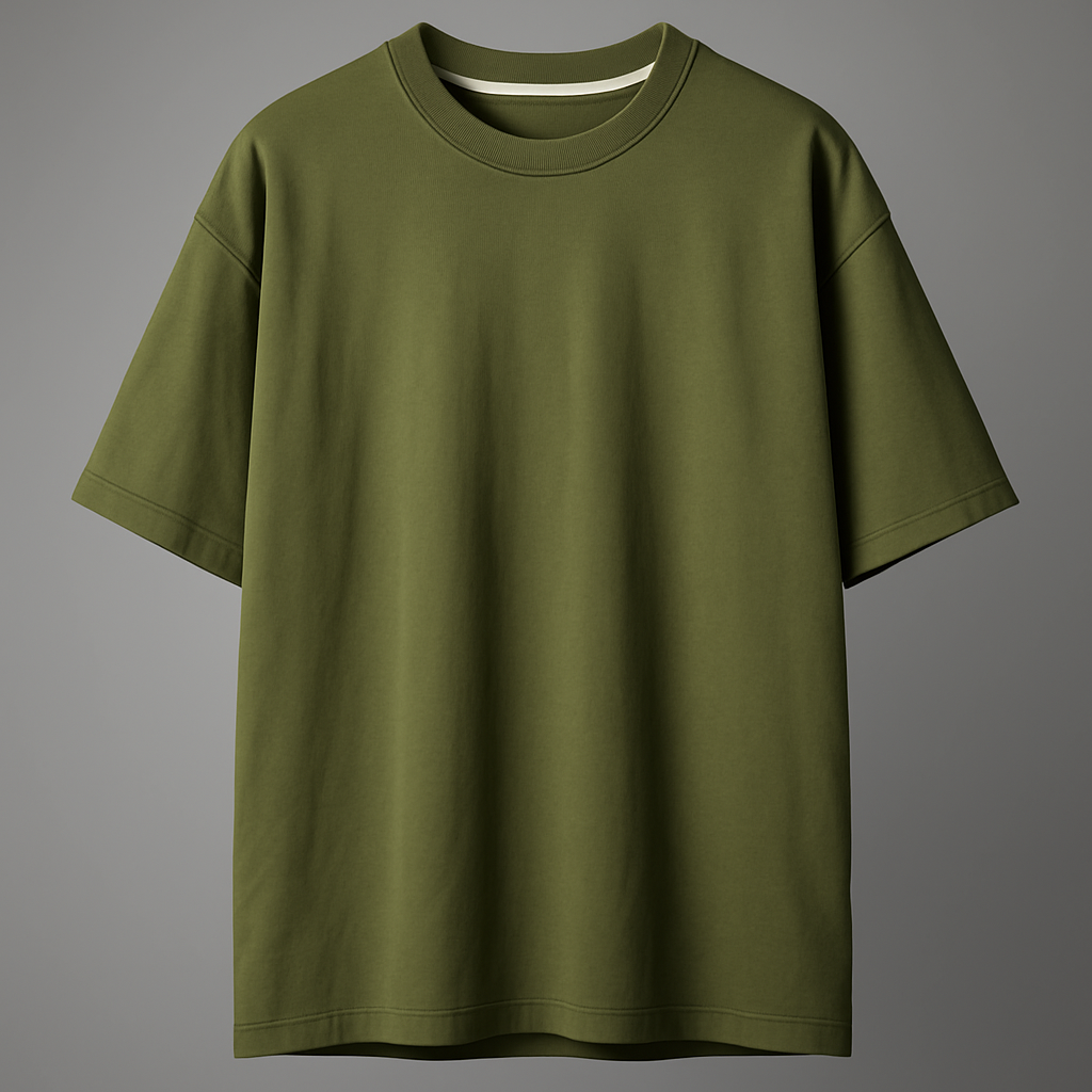 Green t-shirt on a gray background