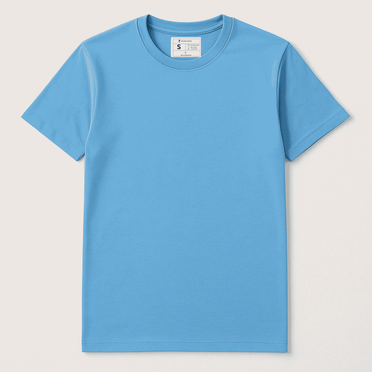 Blue t-shirt on a light gray background