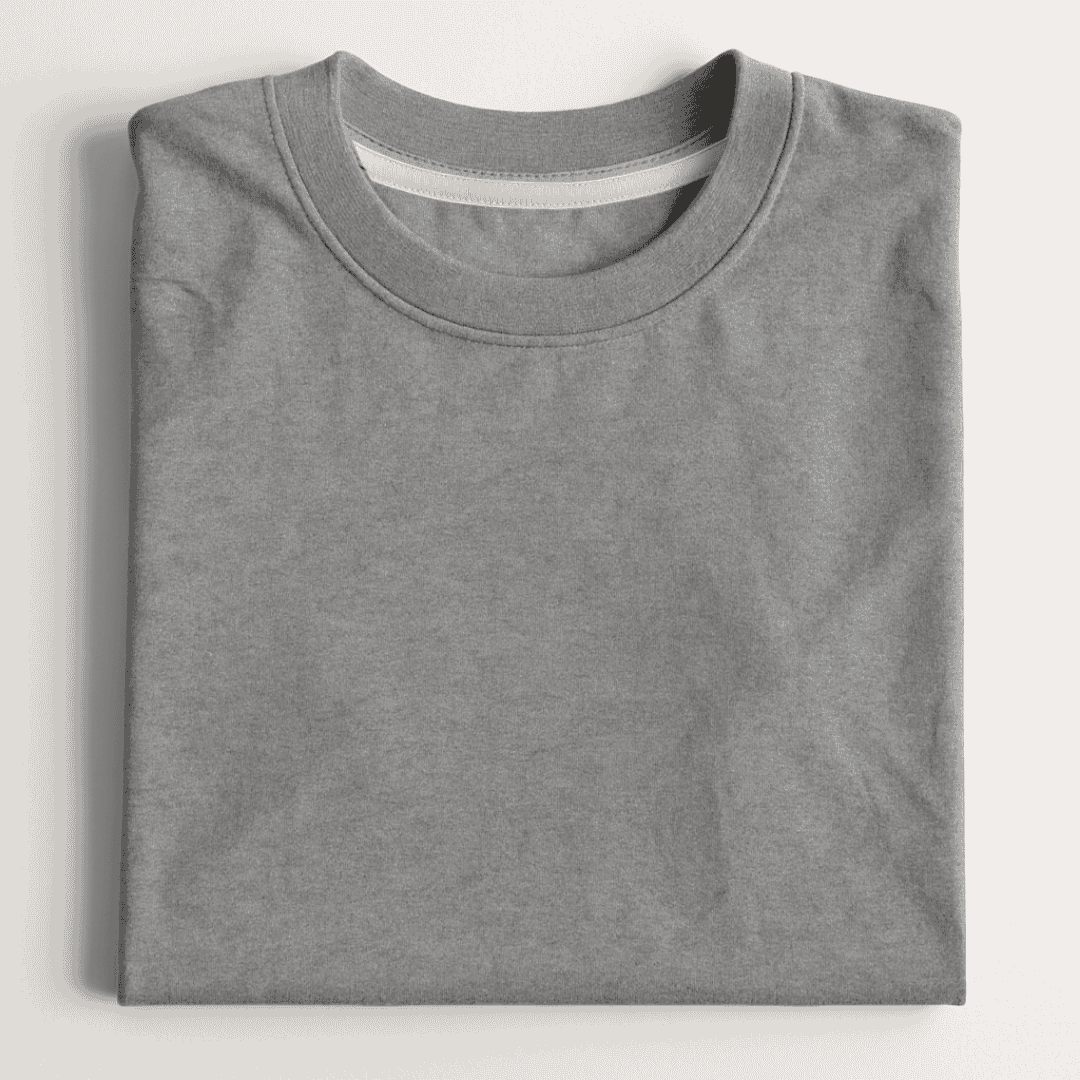 Folded gray t-shirt on a light gray background