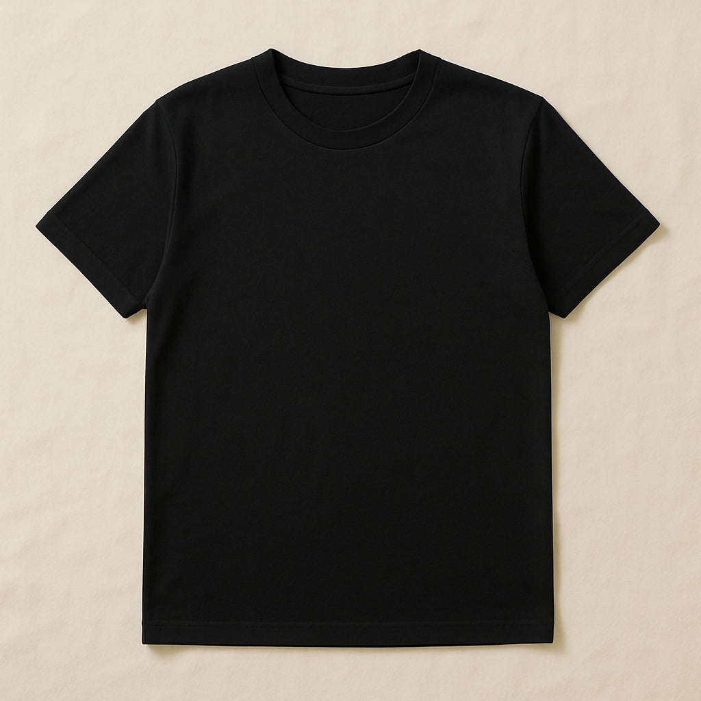 Black t-shirt on a beige background