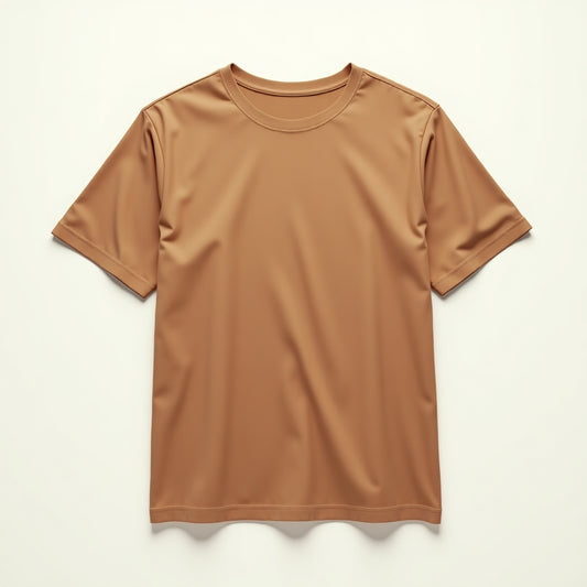 Brown t-shirt on a light beige background