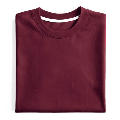 Folded maroon sweatshirt on a white background