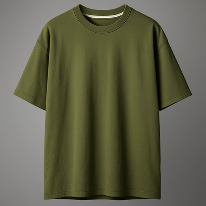 Green t-shirt on a gray background