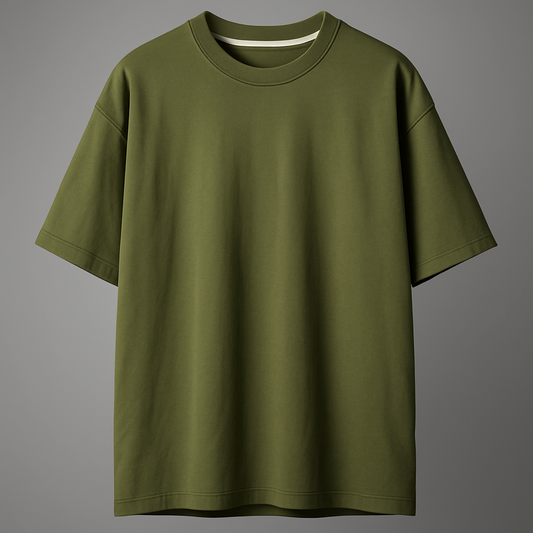 Green t-shirt on a gray background