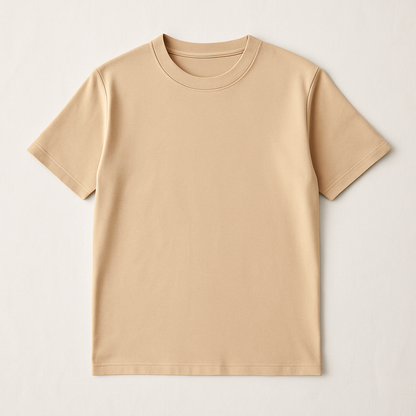 Beige t-shirt on a light gray background