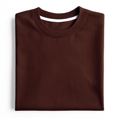 Folded brown t-shirt on a white background