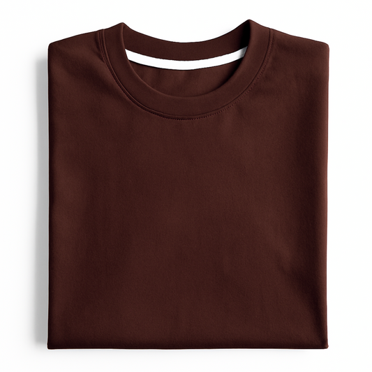 Folded brown t-shirt on a white background