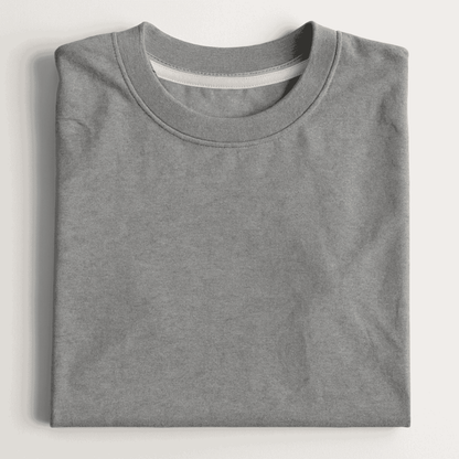 Folded gray t-shirt on a light gray background