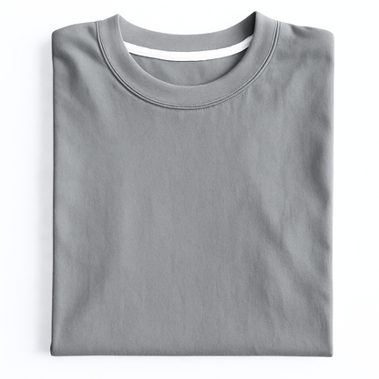 Folded gray t-shirt on a white background